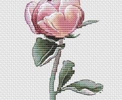 Watercolor Rose Flower Cross Stitch Pattern, code LV-101 Lubov Vodenikova