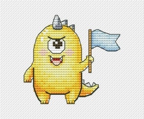 Monsters. Yellow Cross Stitch Pattern