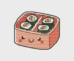 Cute Food. Sushi Rolls Cross Stitch Pattern