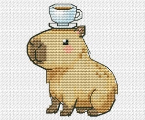 Woodland. Capybara Cross Stitch Pattern