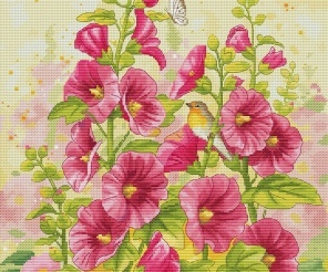 Hollyhocks Cross Stitch Pattern
