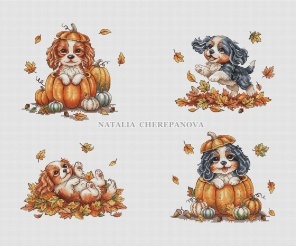 Puppies Set Cross Stitch Pattern