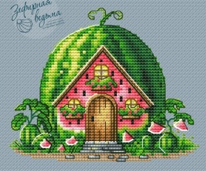 Watermelon House Cross Stitch Chart