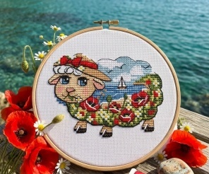Lamb. June Cross Stitch Pattern