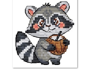 Raccoon Coconut Cross Stitch Pattern