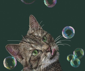 Cat with Bubbles Cross Stitch Pattern