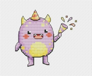 Monsters. Violet Cross Stitch Pattern