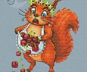 Squirrel in an Apron Cross Stitch Pattern