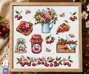 Cherry Sampler Cross Stitch Chart