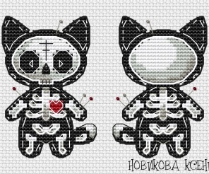 Skeleton Kitten Cross Stitch Pattern