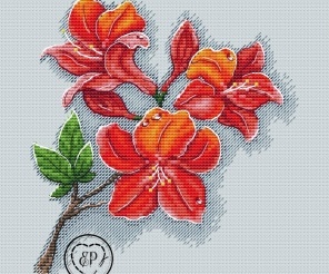 Watercolor Azalea Cross Stitch Pattern