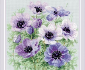 Purple Anemones Cross Stitch Kit