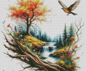 The Whisper of the Waterfall Cross Stitch Pattern