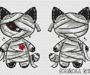 Mummy Kitten Cross Stitch Pattern