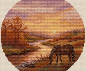 A Warm Evening Landscape Cross Stitch Pattern
