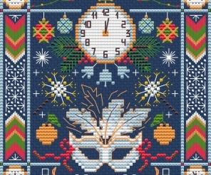 Carnival Night Primitive Cross Stitch Pattern