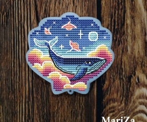 Shell Cloud Whale Cross Stitch Pattern