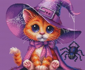 The Witch's Kitty Cross Stitch Pattern