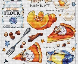 Pumpkin Pie Recipe Cross Stitch Pattern