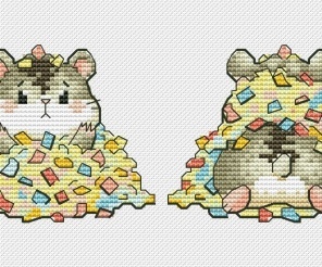 Hamsters Toys. Confetti Cross Stitch Pattern
