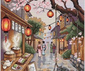 An Evening in Kyoto Cross Stitch Pattern
