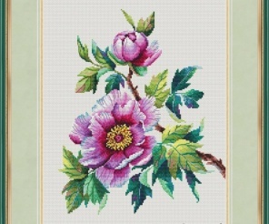 Peony Branch Cross Stitch Pattern