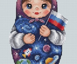 Matryoshka Space Cross Stitch Pattern