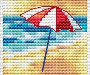 Beach Umbrella Cross Stitch Pattern