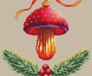 Christmas Tree Mushroom Cross Stitch Pattern