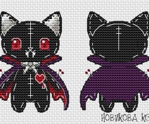 Vampire Kitten Cross Stitch Pattern