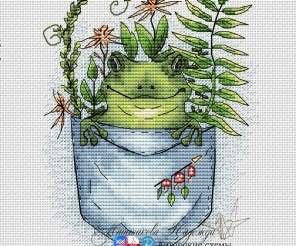 Pocket. Frog Cross Stitch Pattern