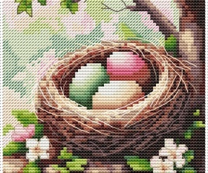 Spring Nest Cross Stitch Pattern