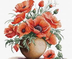 Composition with Poppies - Cross Stitch Kit