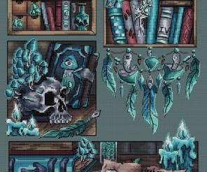 The Witch's Turquoise Room Cross Stitch Pattern