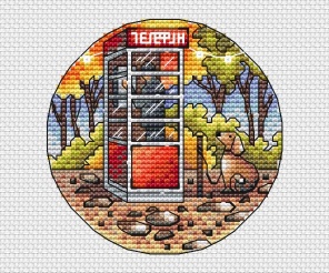 Walking around the City. Telephone Booth Cross Stitch Pattern