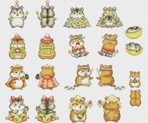 Hamsters Toys Set Cross Stitch Pattern
