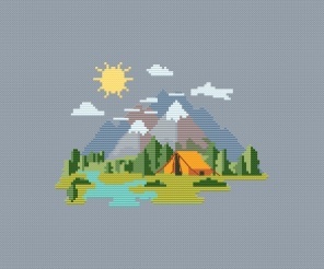 Mountain Cross Stitch Pattern PDF Galaxy Graphic by AnnyFunnyXx