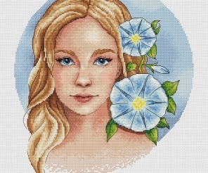 Girl with the Bindweeds Cross Stitch Pattern