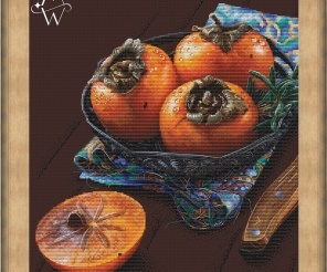 Ripe Persimmon Cross Stitch Pattern