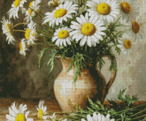 Daisies in a Vase Cross Stitch Pattern