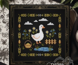 Goose Primitive Cross Stitch Pattern