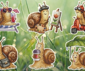 Snail's Joys Set Cross Stitch Pattern