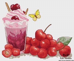 Cherry Season. Dessert Cross Stitch Pattern