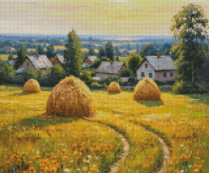 Haystacks in the Golden Light Cross Stitch Pattern
