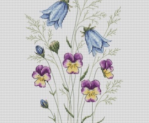Bluebells and Pansies Cross Stitch Pattern