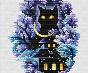 The Night Cat Cross Stitch Pattern