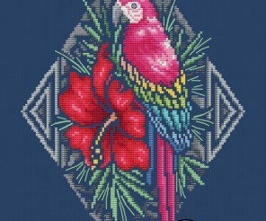 Geometric Garden. A Parrot Cross Stitch Pattern