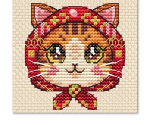 Zabava Cat Broch Cross Stitch Pattern