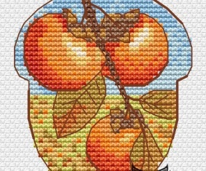 Persimmon Acorn Cross Stitch Pattern