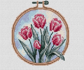 Tulips in Hoops Cross Stitch Pattern